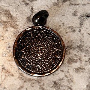 Neiman Marcus 10K Sterling Aztec Coin Pendant